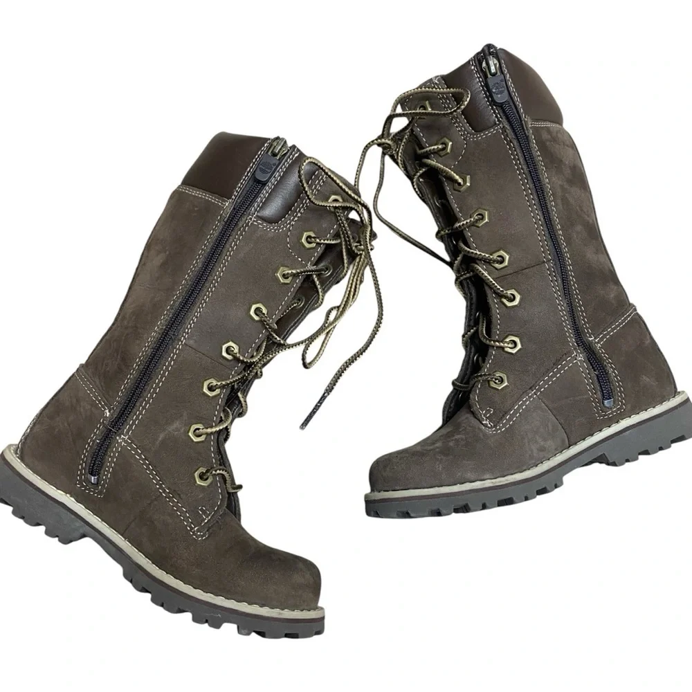 Timberland Leather Long Knee High Combat Moto Winter Boots Size 9.5 Toddler - Picture 6 of 9